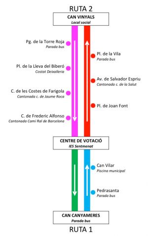 Les dues rutes de l'autobús del 9N